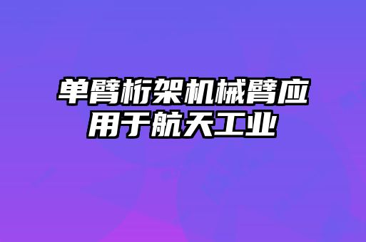 單臂桁架機(jī)械臂應(yīng)用于航天工業(yè)