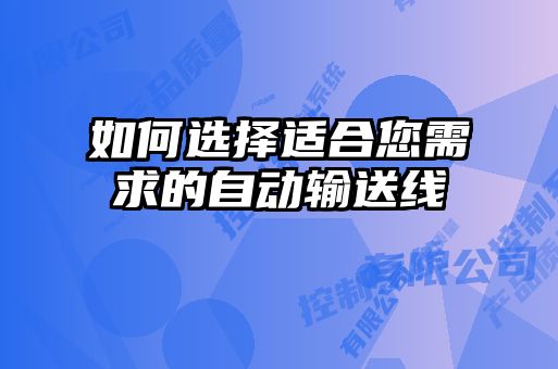 如何選擇適合您需求的自動輸送線