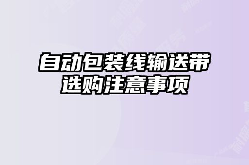 自動包裝線輸送帶選購注意事項