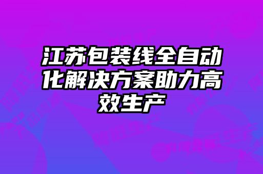 江蘇包裝線全自動化解決方案助力高效生產(chǎn)