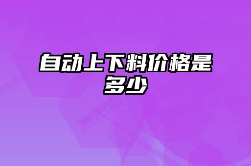 自動(dòng)上下料價(jià)格是多少