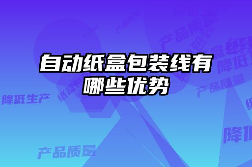 自動紙盒包裝線有哪些優(yōu)勢