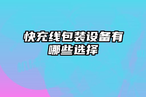 快充線包裝設(shè)備有哪些選擇