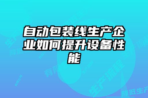 自動(dòng)包裝線生產(chǎn)企業(yè)如何提升設(shè)備性能