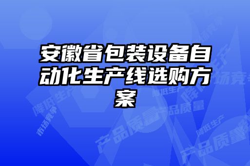 安徽省包裝設(shè)備自動(dòng)化生產(chǎn)線(xiàn)選購(gòu)方案