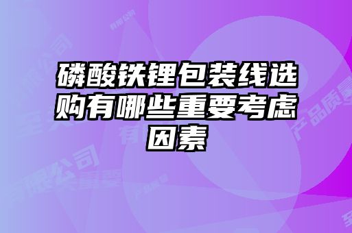 磷酸鐵鋰包裝線選購(gòu)有哪些重要考慮因素