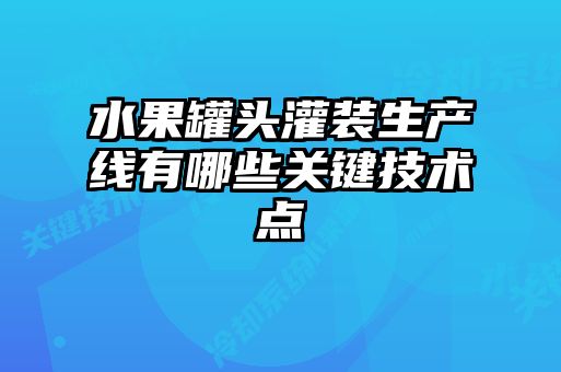 水果罐頭灌裝生產(chǎn)線有哪些關(guān)鍵技術(shù)點